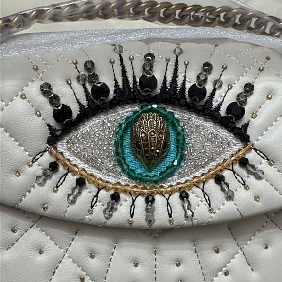 Kurt Geiger evil eye Kensington White Quilted Handbag with Eye Design - Picture 5 of 6